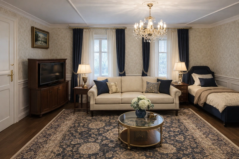 Дизайн интерьера в стиле Классика — Гостиная от нейросети RoomGPT
