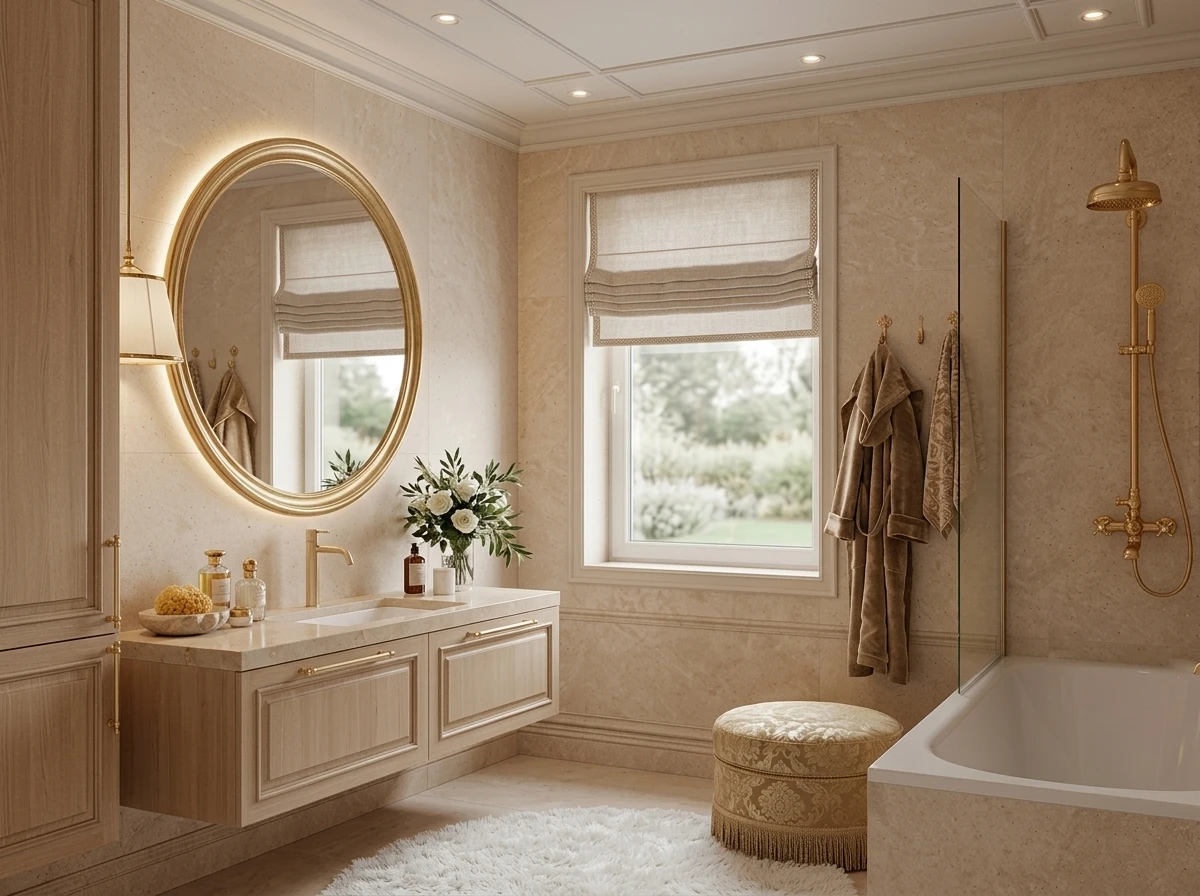 Дизайн ванной в стиле Классика — фото интерьера от нейросети RoomGPT