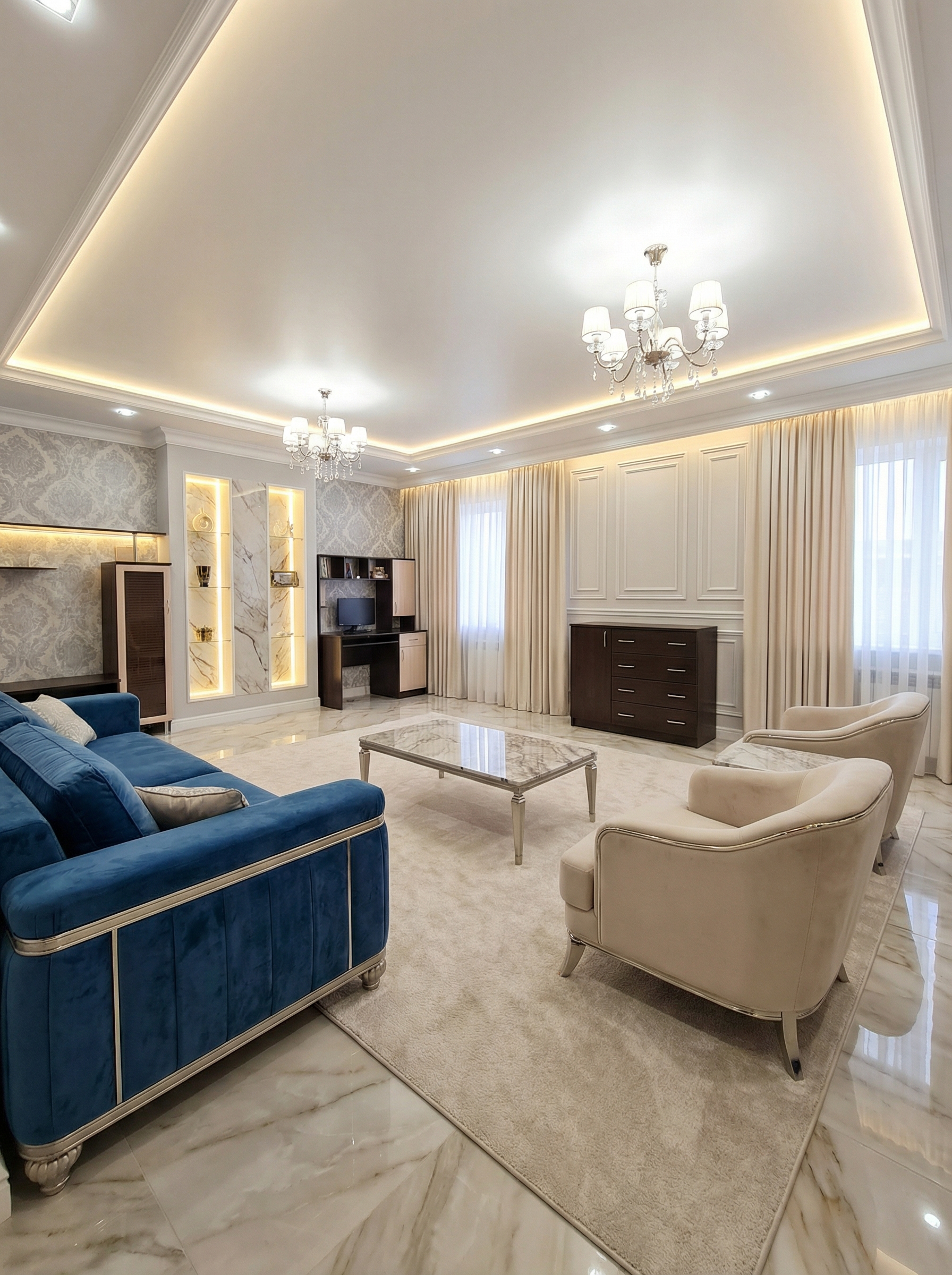 Дизайн гостиной в стиле Классика — фото интерьера от нейросети RoomGPT