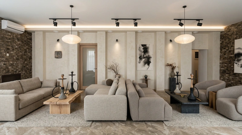 Дизайн гостиной в стиле Japandi — фото интерьера от нейросети RoomGPT