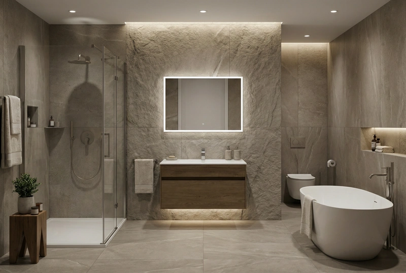 Дизайн интерьера в стиле Контемпорари — Ванная от нейросети RoomGPT