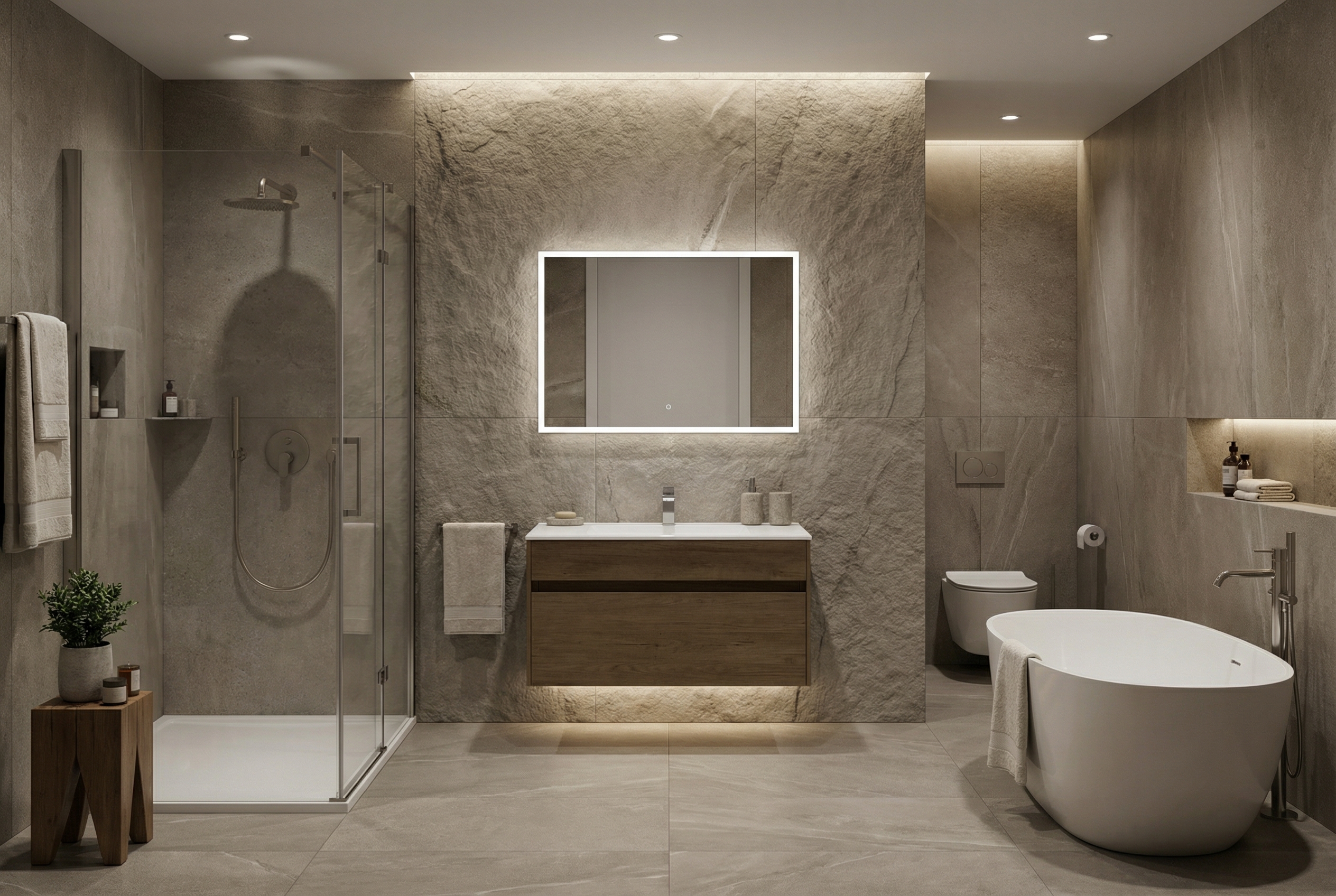 Дизайн ванной в стиле Контемпорари — фото интерьера от нейросети RoomGPT