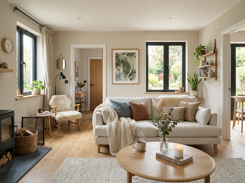 Дизайн интерьера в стиле Хюгге — Гостиная от нейросети RoomGPT