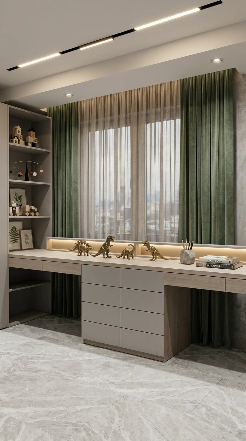 Дизайн детской в стиле Контемпорари — фото интерьера от нейросети RoomGPT