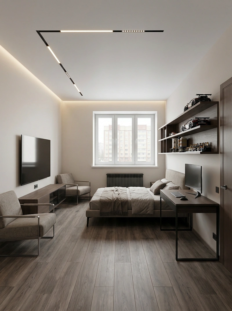 Дизайн интерьера в стиле Минимализм — Спальня от нейросети RoomGPT