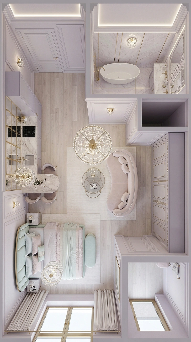 Дизайн гостиной в стиле Неоклассика — фото интерьера от нейросети RoomGPT