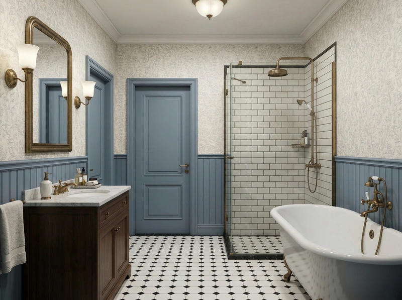 Дизайн ванной в стиле Классика — фото интерьера от нейросети RoomGPT