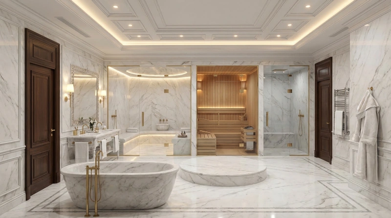 Дизайн ванной в стиле Классика — фото интерьера от нейросети RoomGPT