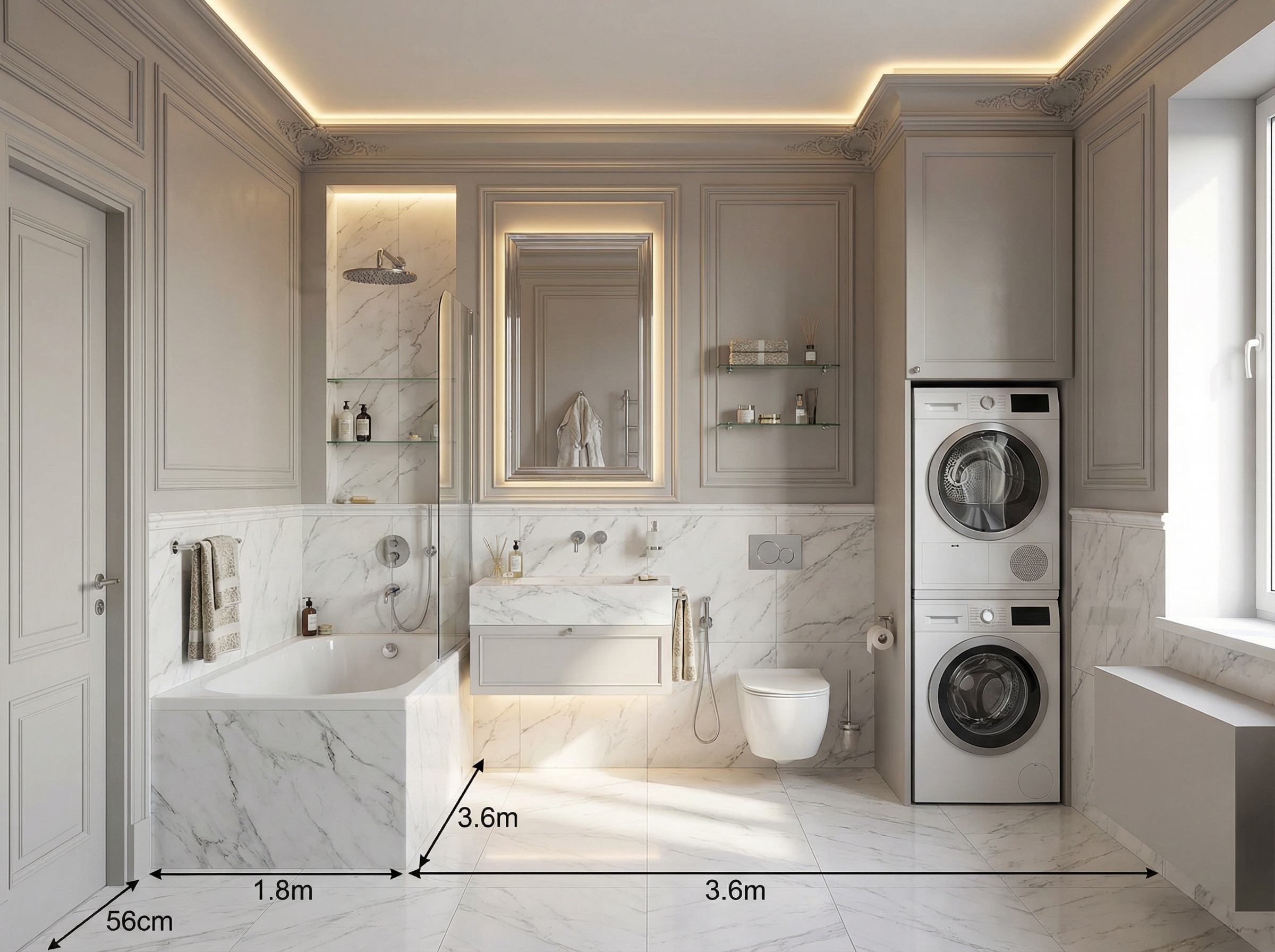 Дизайн ванной в стиле Классика — фото интерьера от нейросети RoomGPT