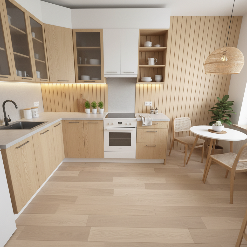 Дизайн кухни в стиле Хюгге — фото интерьера от нейросети RoomGPT