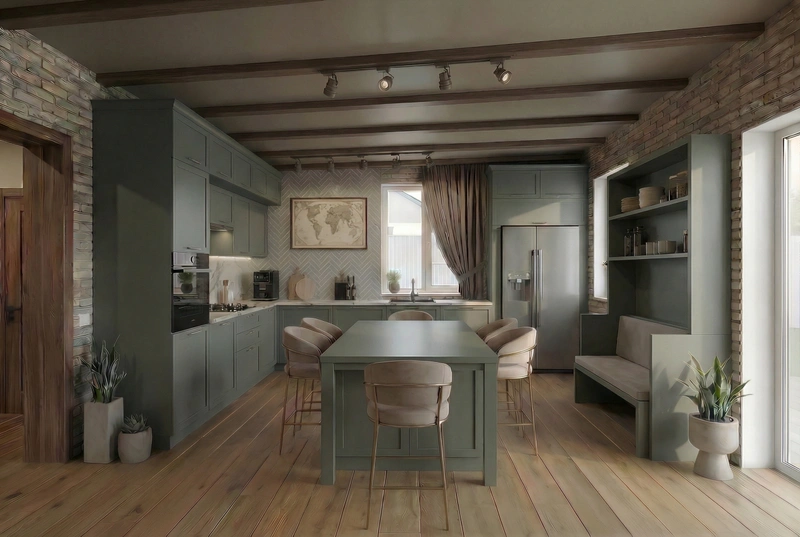 Дизайн кухни в стиле Лофт — фото интерьера от нейросети RoomGPT