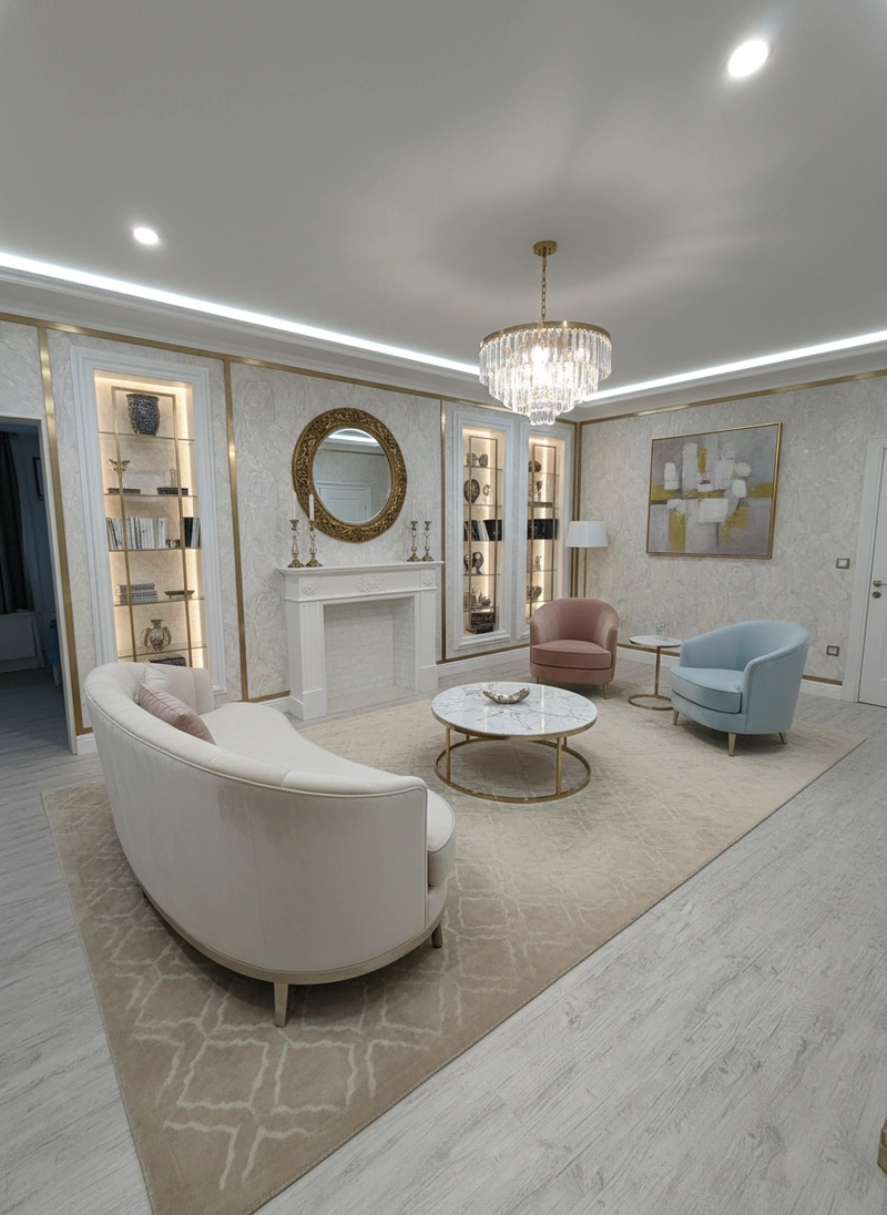 Дизайн интерьера в стиле Неоклассика — Гостиная от нейросети RoomGPT