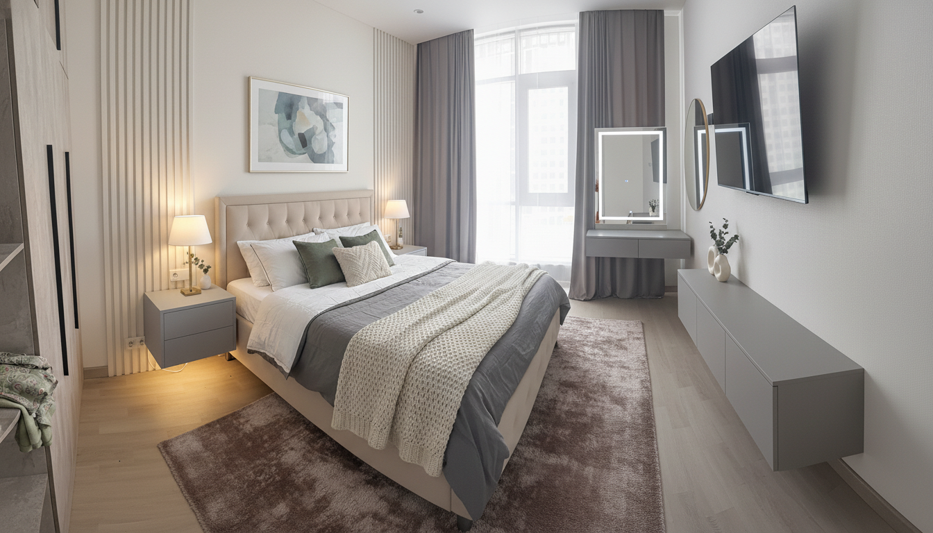 Дизайн спальни в стиле Неоклассика — фото интерьера от нейросети RoomGPT