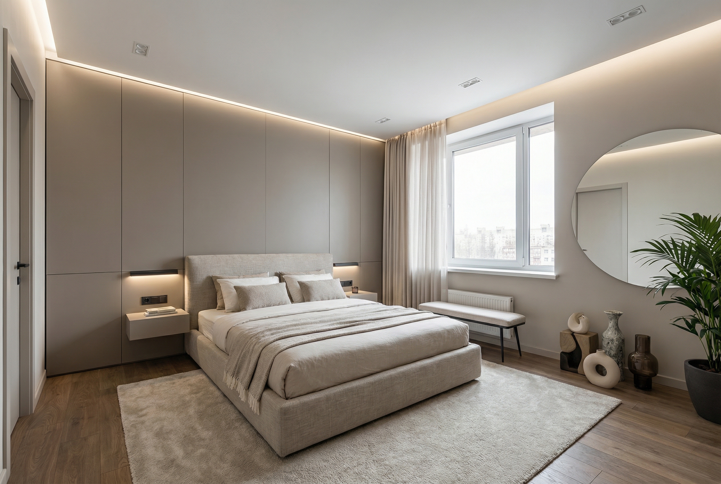 Дизайн спальни в стиле Минимализм — фото интерьера от нейросети RoomGPT