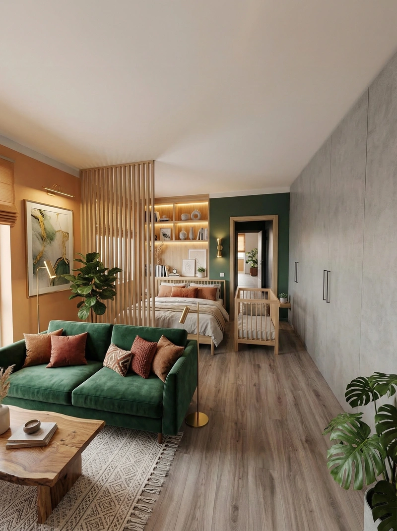 Дизайн спальни в стиле Эклектика — фото интерьера от нейросети RoomGPT