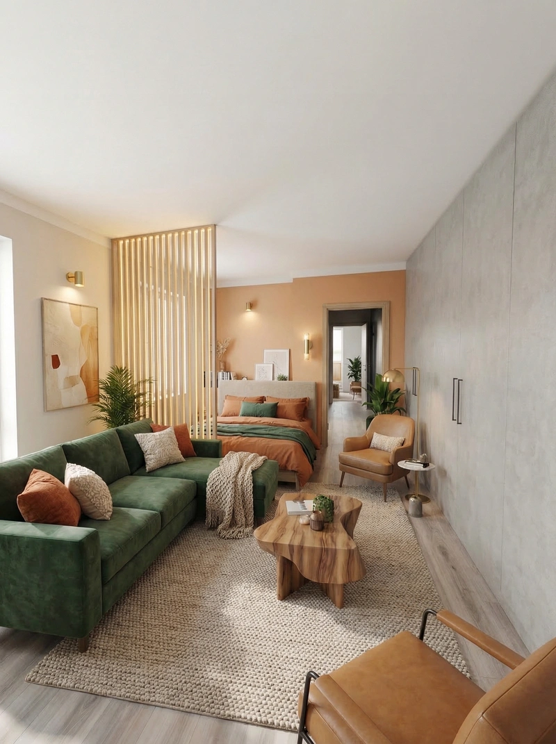 Дизайн спальни в стиле Сканди — фото интерьера от нейросети RoomGPT