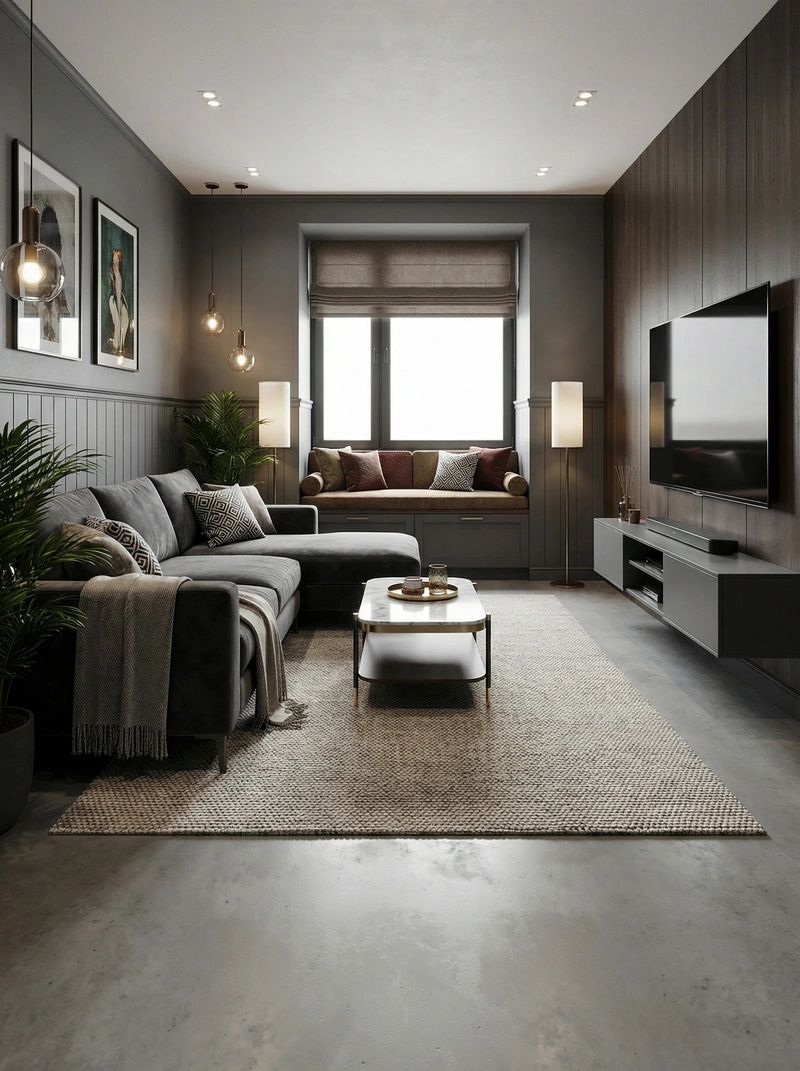 Дизайн гостиной в стиле Контемпорари — фото интерьера от нейросети RoomGPT