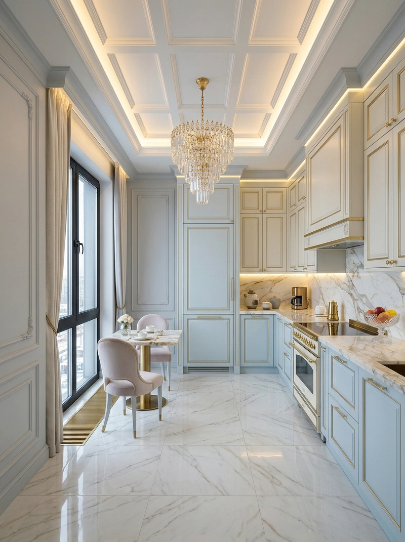 Дизайн кухни в стиле Неоклассика — фото интерьера от нейросети RoomGPT