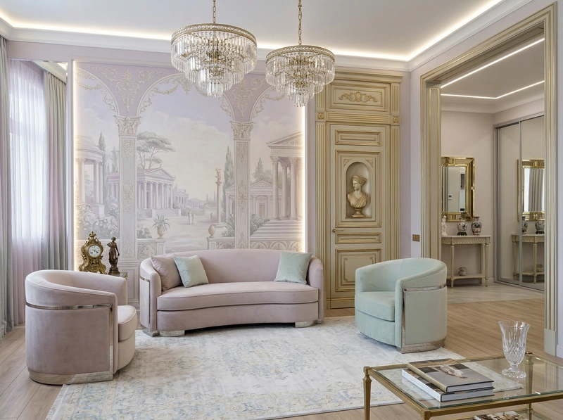 Дизайн интерьера в стиле Неоклассика — Гостиная от нейросети RoomGPT