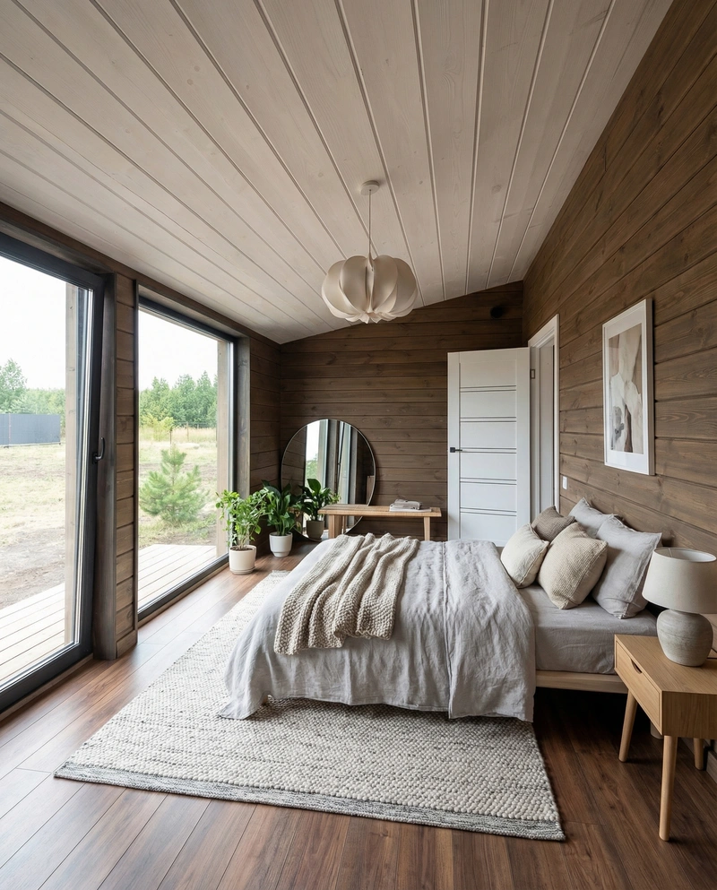 Дизайн спальни в стиле Сканди — фото интерьера от нейросети RoomGPT