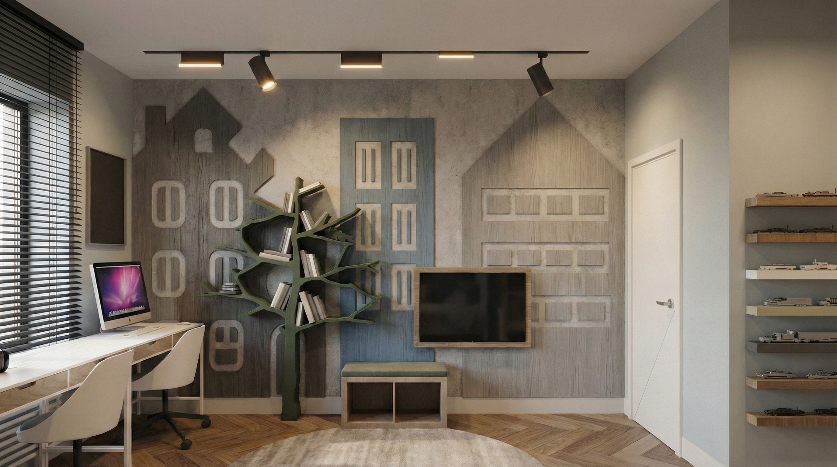 Дизайн детской в стиле Контемпорари — фото интерьера от нейросети RoomGPT