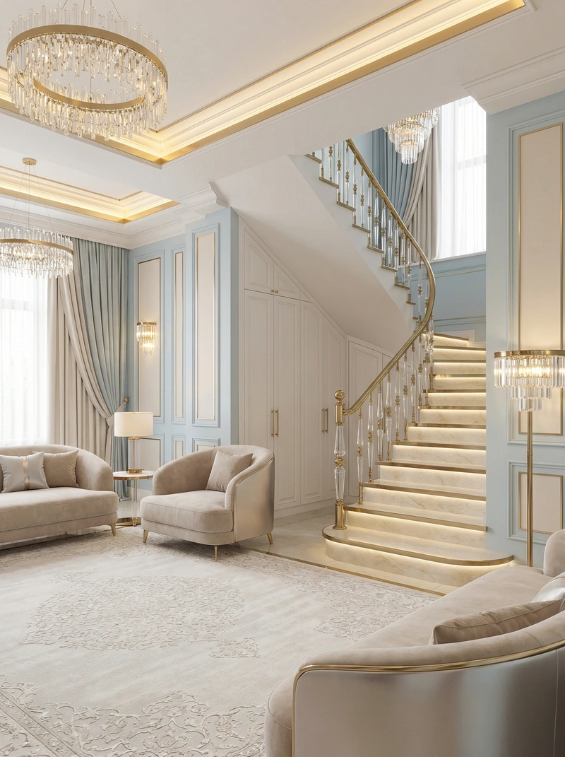 Дизайн интерьера в стиле Неоклассика — Гостиная от нейросети RoomGPT