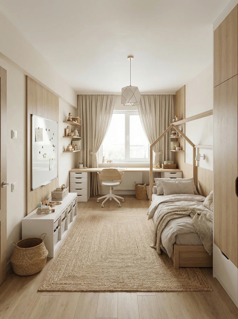 Дизайн детской в стиле Сканди — фото интерьера от нейросети RoomGPT