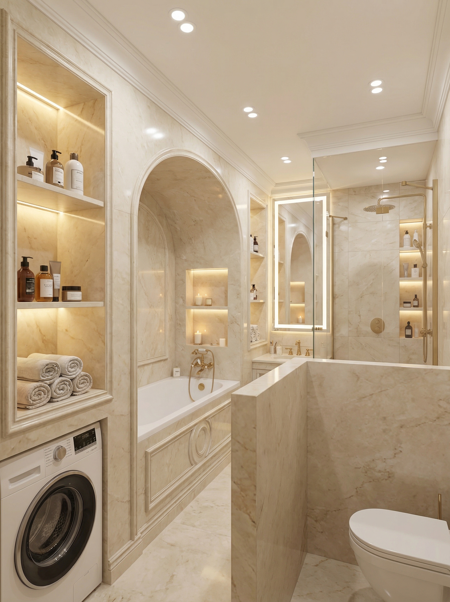 Дизайн ванной в стиле Классика — фото интерьера от нейросети RoomGPT