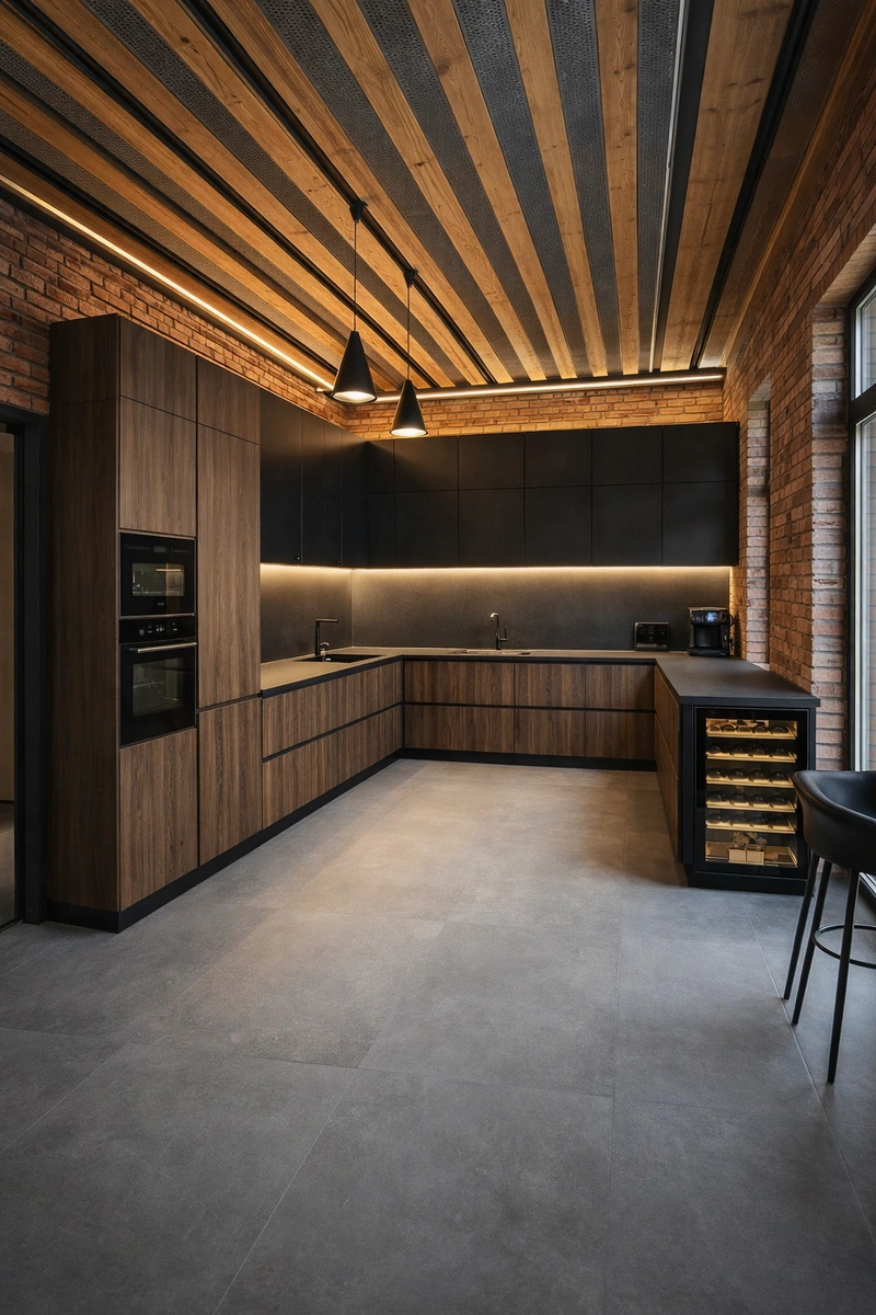 Дизайн интерьера в стиле Лофт — Кухня от нейросети RoomGPT