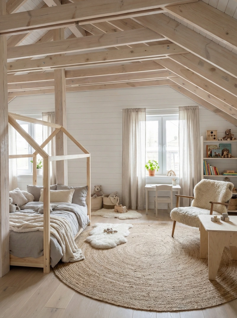 Дизайн детской в стиле Сканди — фото интерьера от нейросети RoomGPT