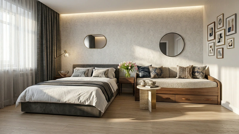 Дизайн гостиной в стиле Контемпорари — фото интерьера от нейросети RoomGPT