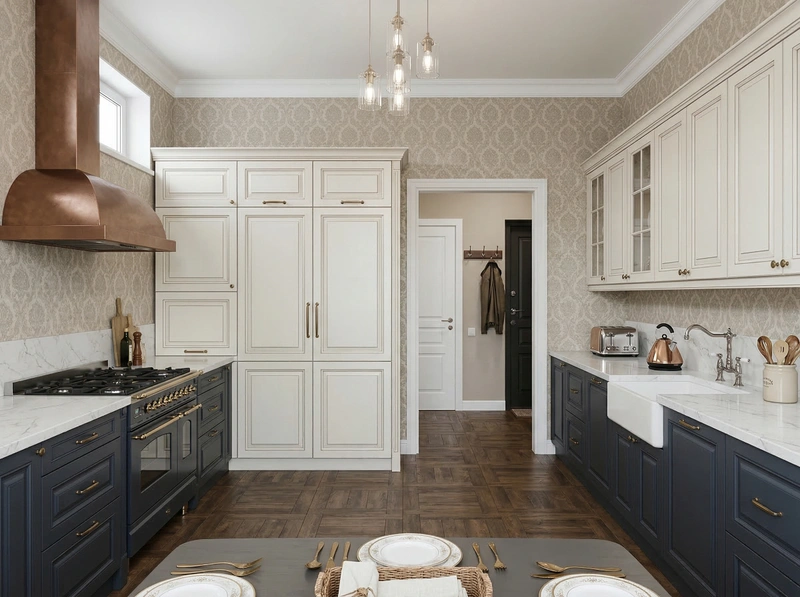 Дизайн кухни в стиле Классика — фото интерьера от нейросети RoomGPT