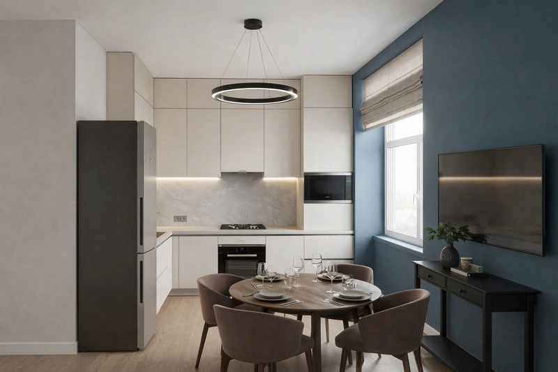 Дизайн интерьера в стиле Минимализм — Кухня от нейросети RoomGPT