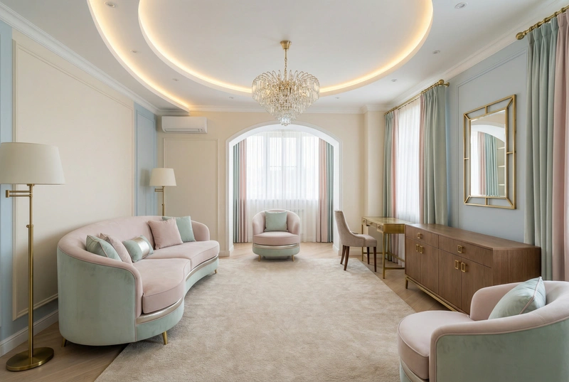 Дизайн интерьера в стиле Неоклассика — Гостиная от нейросети RoomGPT