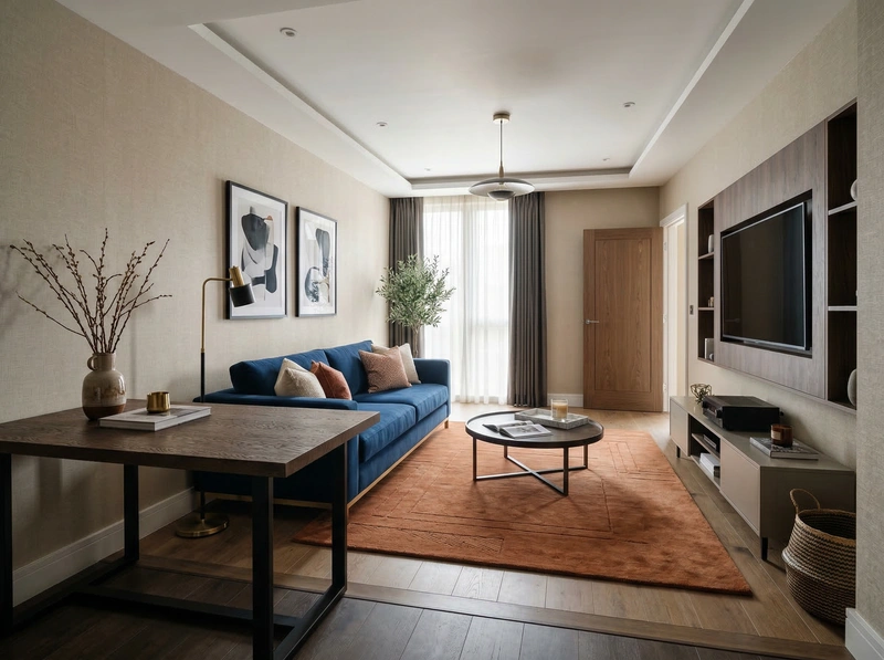 Дизайн гостиной в стиле Контемпорари — фото интерьера от нейросети RoomGPT