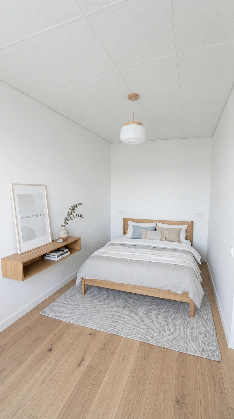 Дизайн спальни в стиле Сканди — фото интерьера от нейросети RoomGPT