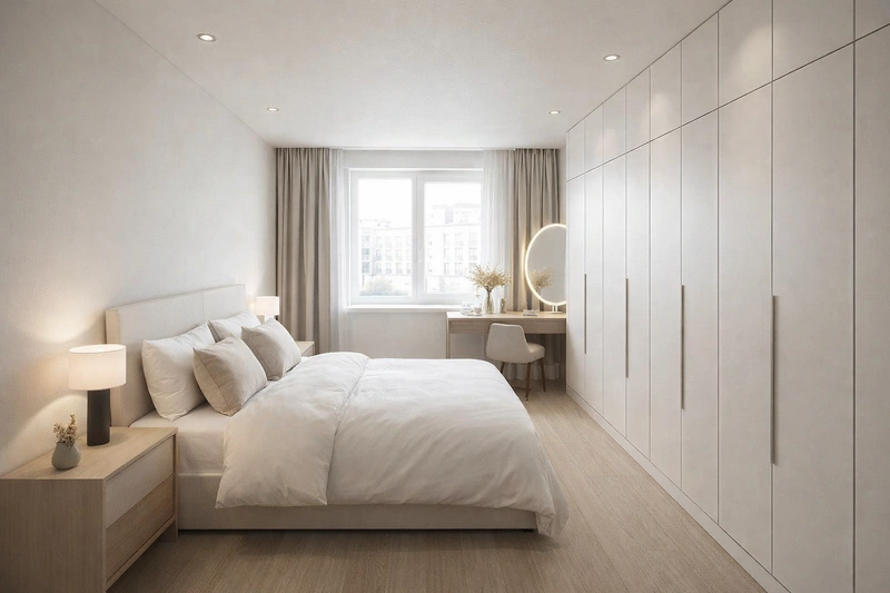 Дизайн спальни в стиле Минимализм — фото интерьера от нейросети RoomGPT