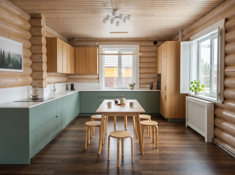 Дизайн кухни в стиле Сканди — фото интерьера от нейросети RoomGPT