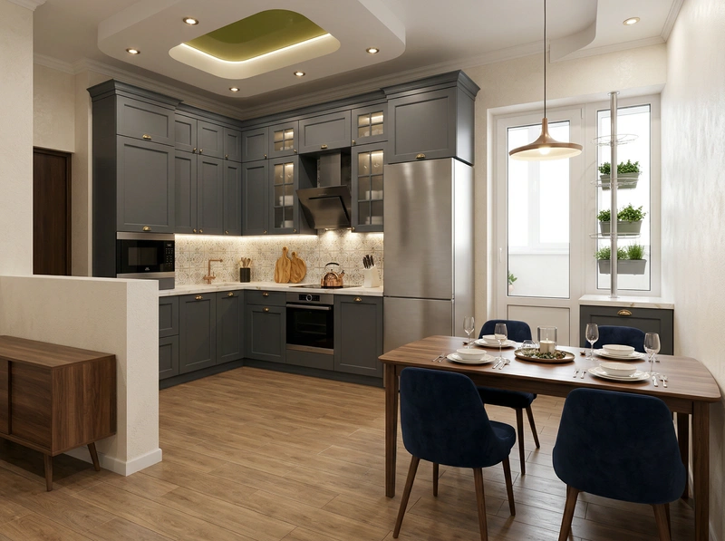 Дизайн интерьера в стиле Классика — Кухня от нейросети RoomGPT