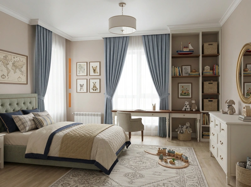 Дизайн детской в стиле Классика — фото интерьера от нейросети RoomGPT
