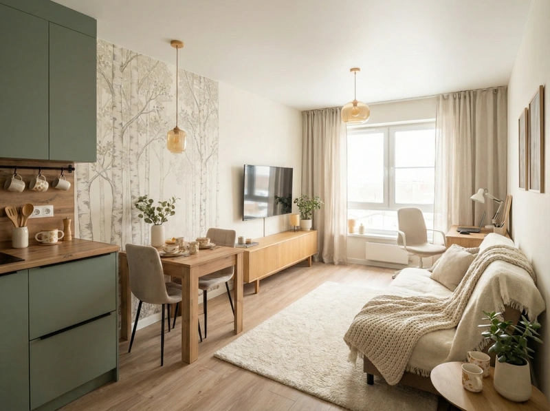 Дизайн интерьера в стиле Хюгге — Гостиная от нейросети RoomGPT