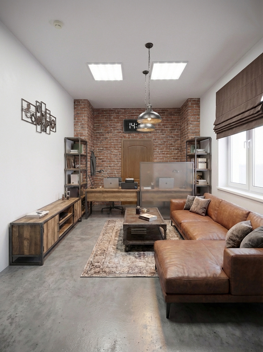 Дизайн гостиной в стиле Лофт — фото интерьера от нейросети RoomGPT