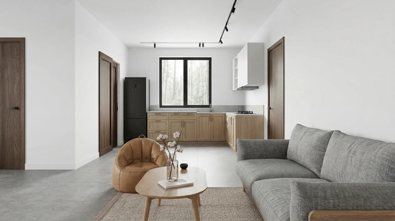 Дизайн гостиной в стиле Сканди — фото интерьера от нейросети RoomGPT