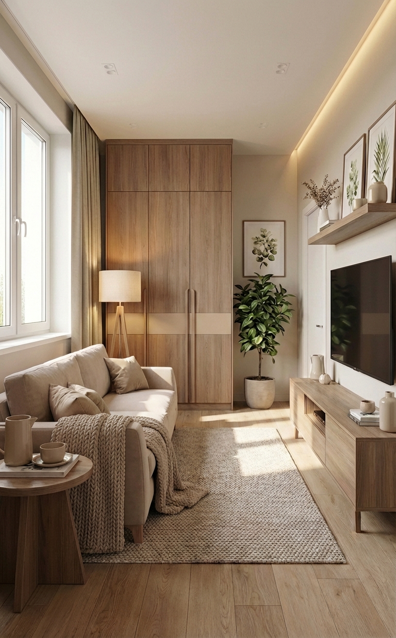 Дизайн гостиной в стиле Сканди — фото интерьера от нейросети RoomGPT