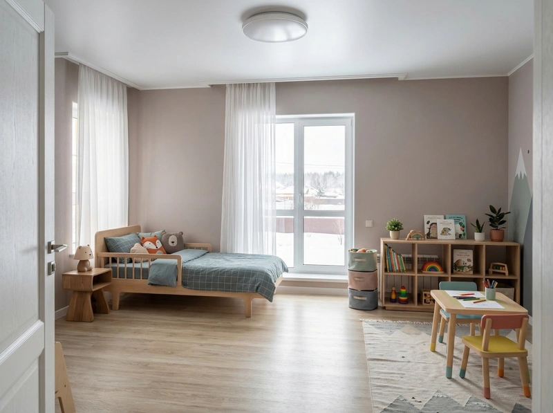 Дизайн детской в стиле Сканди — фото интерьера от нейросети RoomGPT