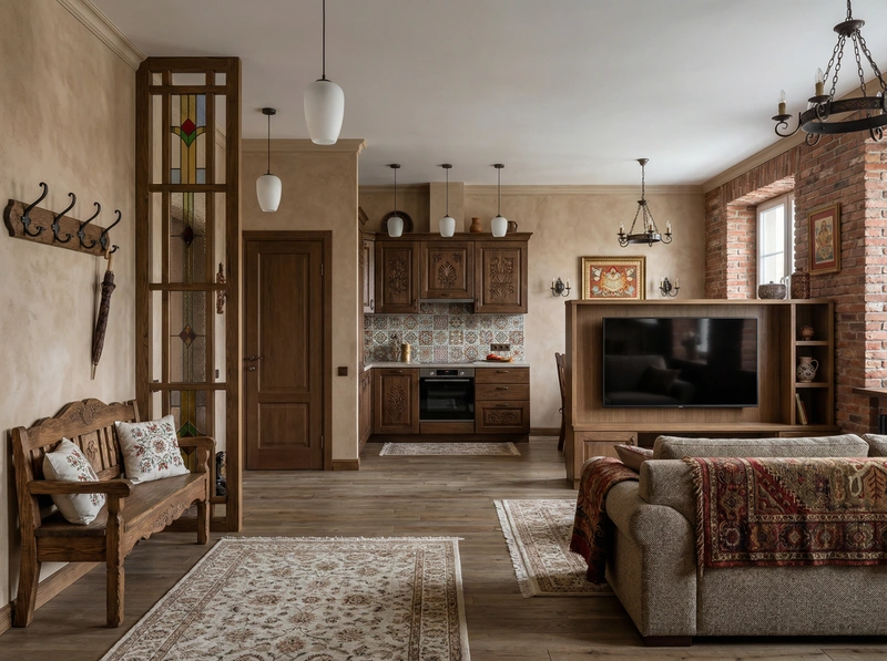 Дизайн гостиной в стиле Эклектика — фото интерьера от нейросети RoomGPT