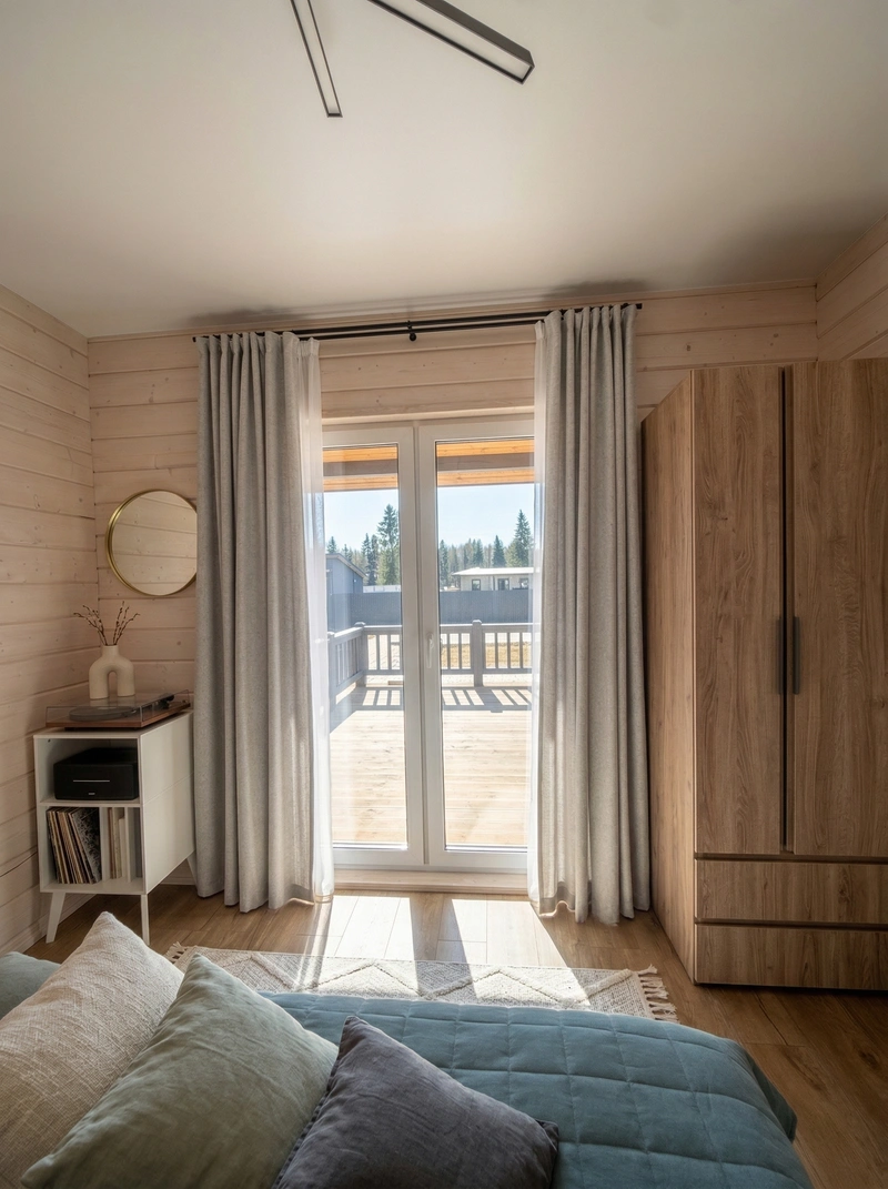 Дизайн спальни в стиле Сканди — фото интерьера от нейросети RoomGPT