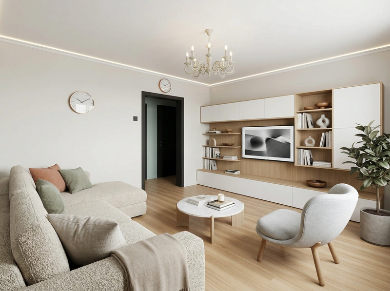 Дизайн гостиной в стиле Сканди — фото интерьера от нейросети RoomGPT