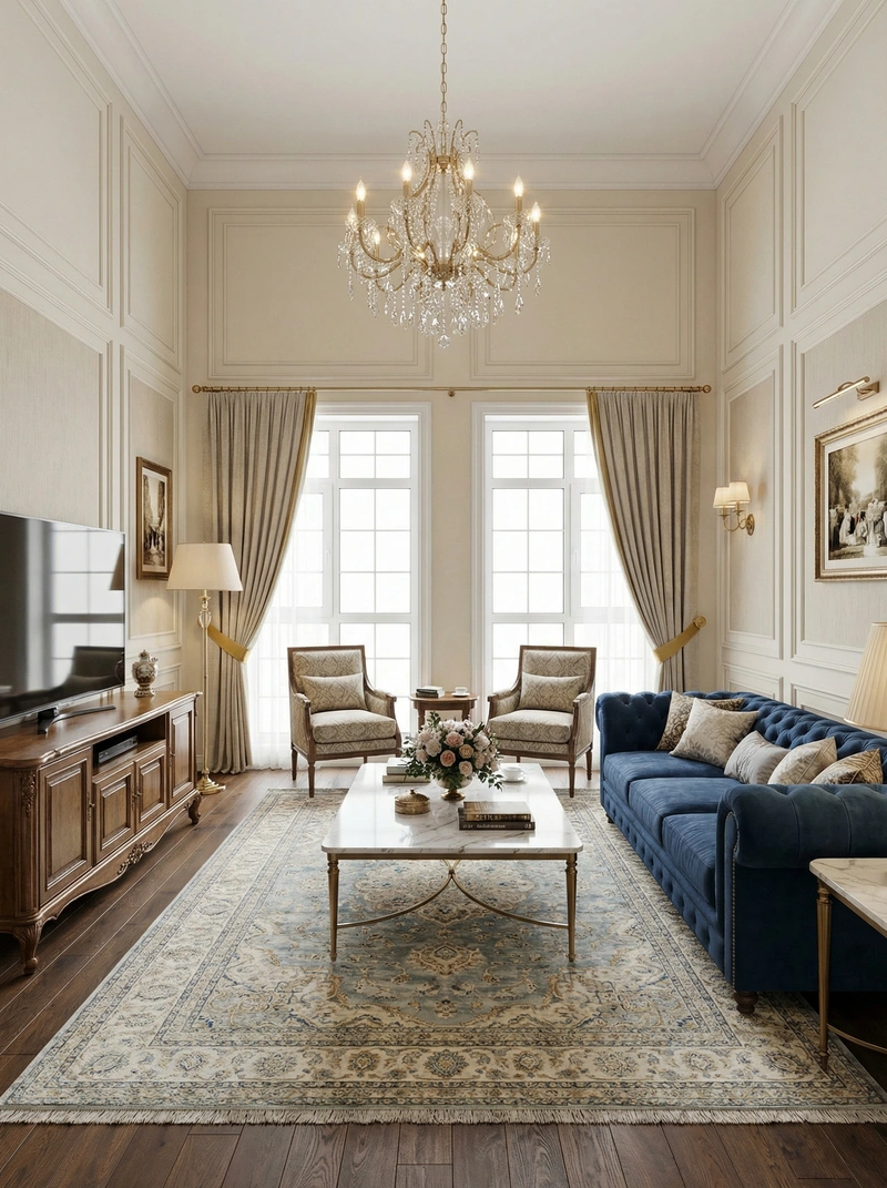 Дизайн интерьера в стиле Классика — Гостиная от нейросети RoomGPT