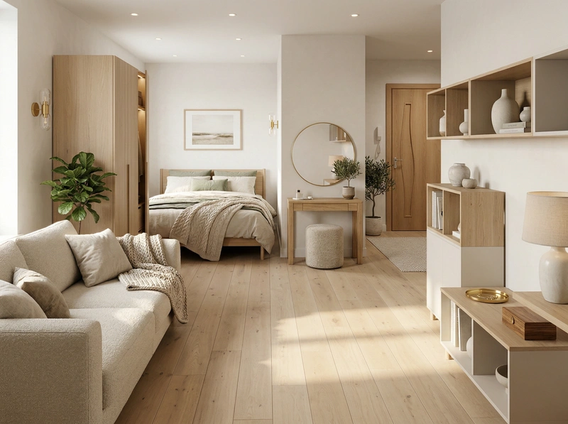 Дизайн гостиной в стиле Хюгге — фото интерьера от нейросети RoomGPT